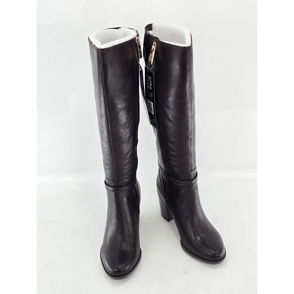 Naturalizer Kalina Tall Boots Womens 9W Dark Brown Leather Wide Calf - NEW